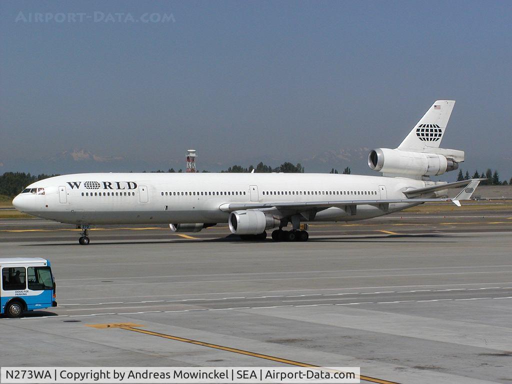 N273WA, 1993 McDonnell Douglas MD-11 C/N 48519, World Airways MD-11 at Seattle-Tacoma International Airport.