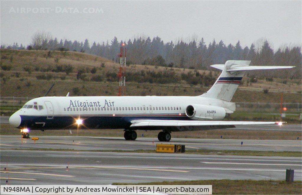 N948MA, 1989 McDonnell Douglas DC-9-87 C/N 49778, Allegiant MD87 at Seattle-Tacoma International Airport.