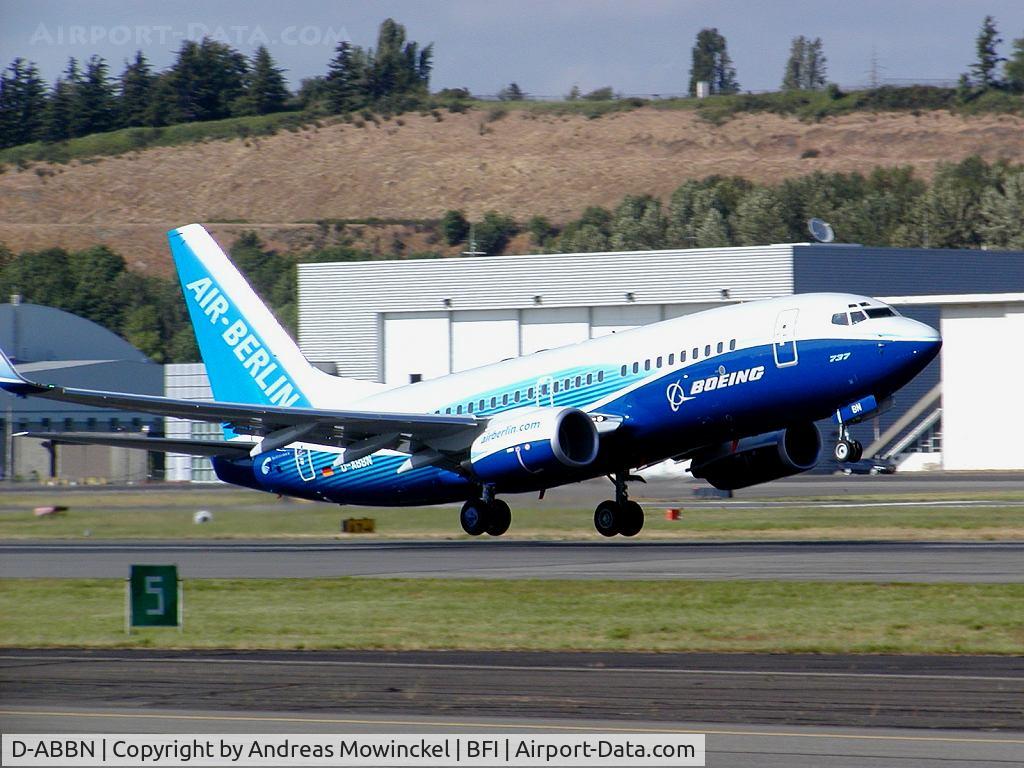 D-ABBN, 2004 Boeing 737-76Q C/N 30293, Air Berlin 737-76Q going for a testflight.  May 2004.