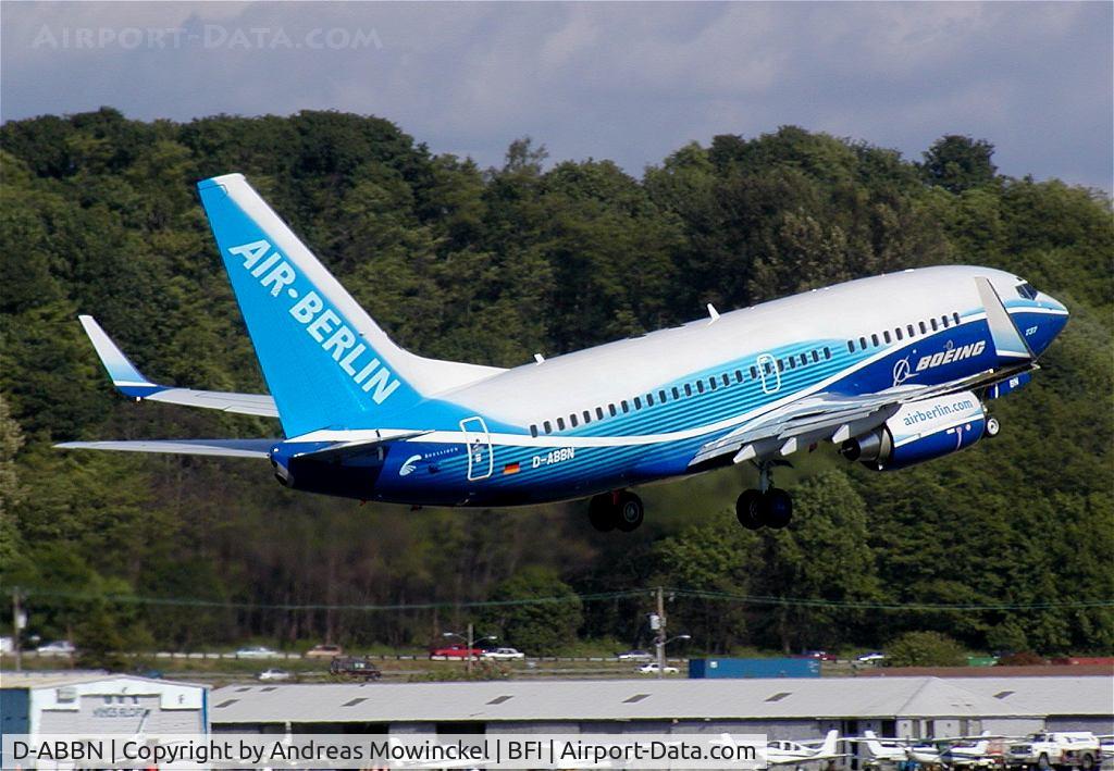 D-ABBN, 2004 Boeing 737-76Q C/N 30293, Air Berlin 737-76Q going for a testflight.  May 2004.