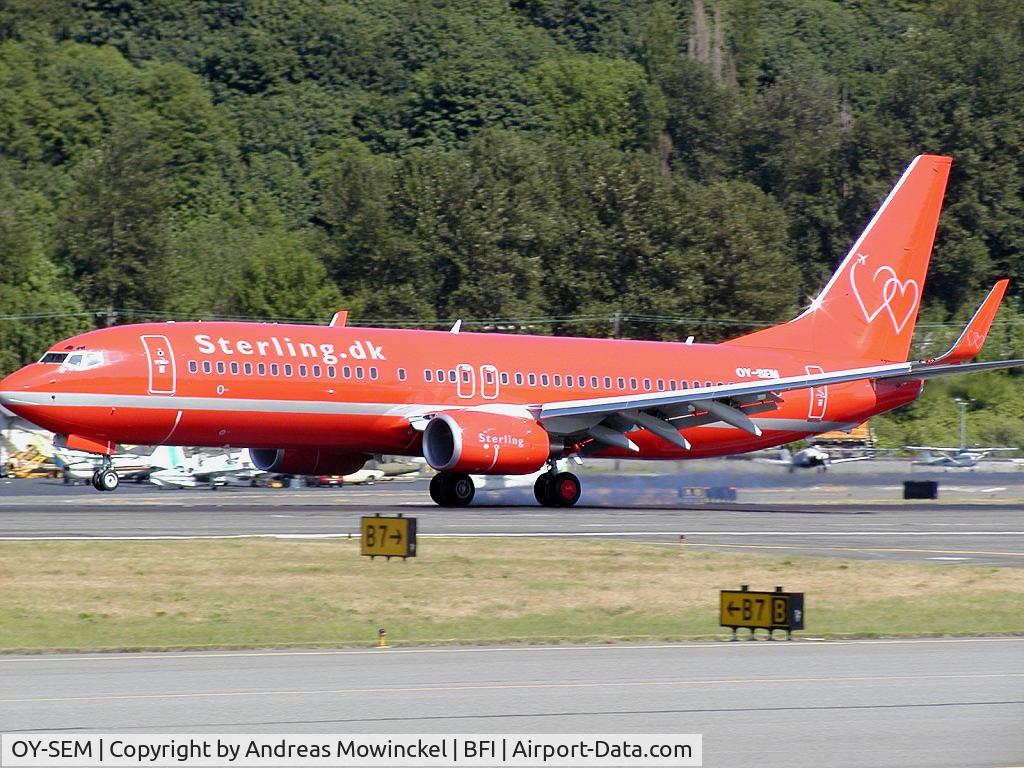 OY-SEM, 2004 Boeing 737-8BK C/N 33019, Sterling 737-8BK returning from a testflight.