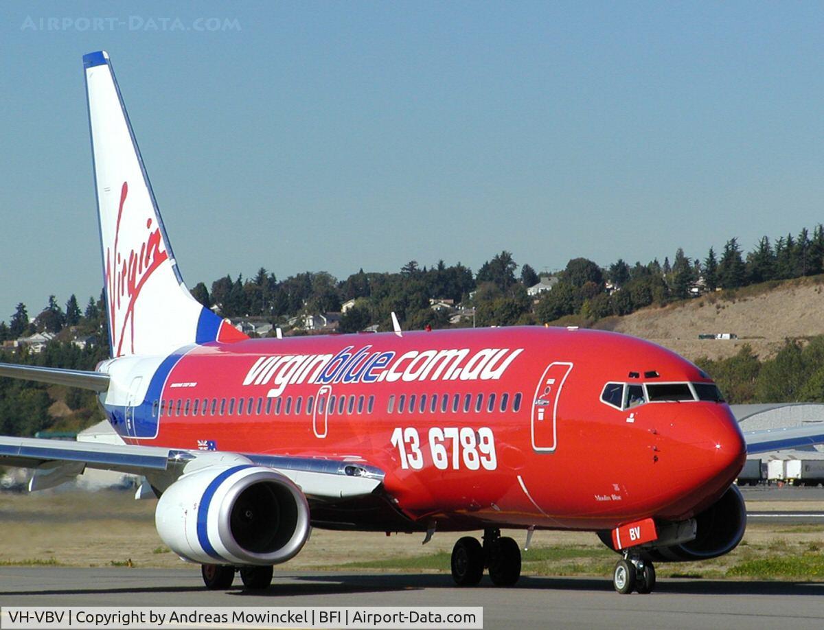VH-VBV, 2003 Boeing 737-7BK C/N 33015, Virgin Blue 737 at Boeing Field