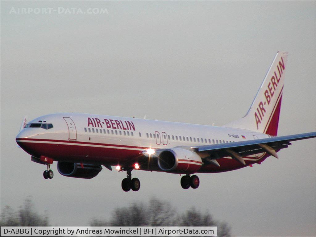 D-ABBG, 2002 Boeing 737-86J C/N 32918, Air Berlin 737 landing at Boeing Field