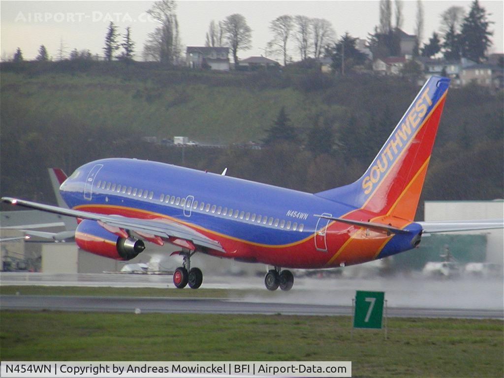 N454WN, 2004 Boeing 737-7H4 C/N 29851, Southwest Boeing 737 at Boeing Field. It got winglets installed prior to delivery