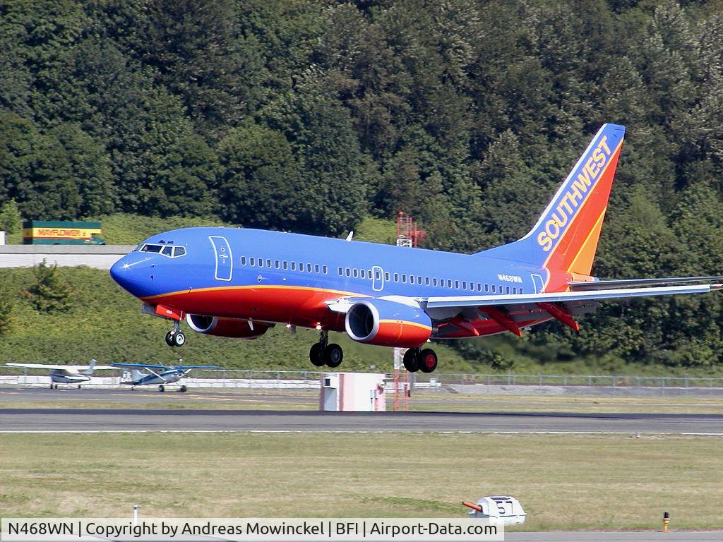 N468WN, 2004 Boeing 737-7H4 C/N 33858, Southwest Boeing 737 at Boeing Field. It got winglets installed prior to delivery
