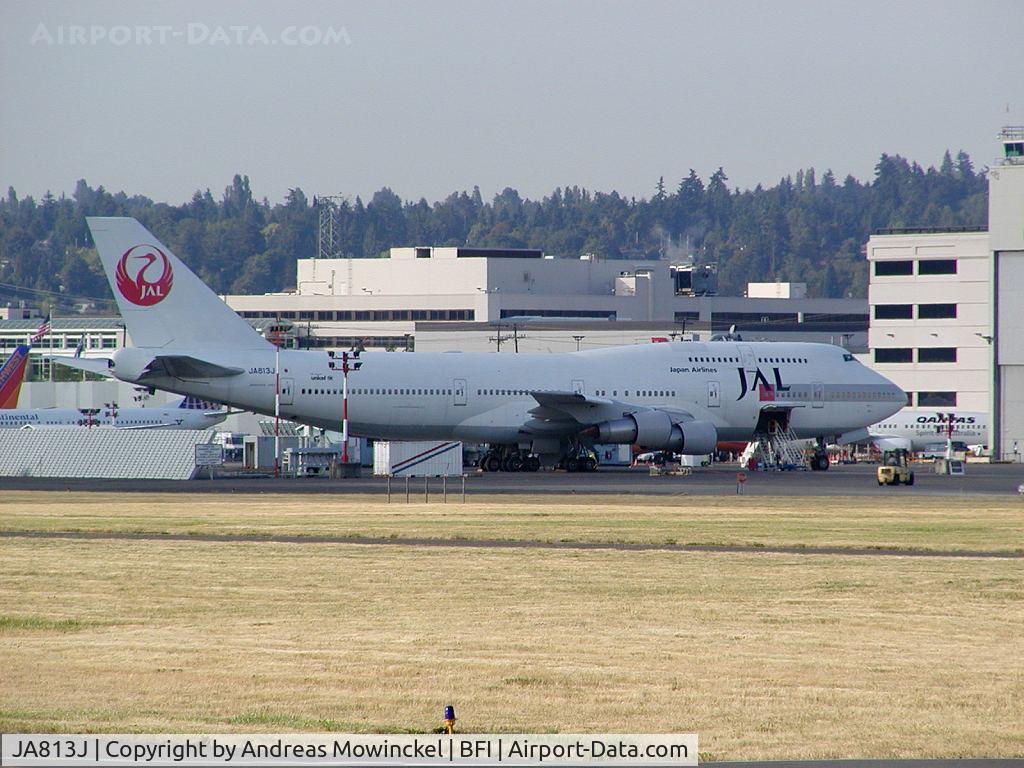 JA813J, 1983 Boeing 747-346 C/N 23068, JAL boeing 747 showed unexpectedly up at BFI in July '04.