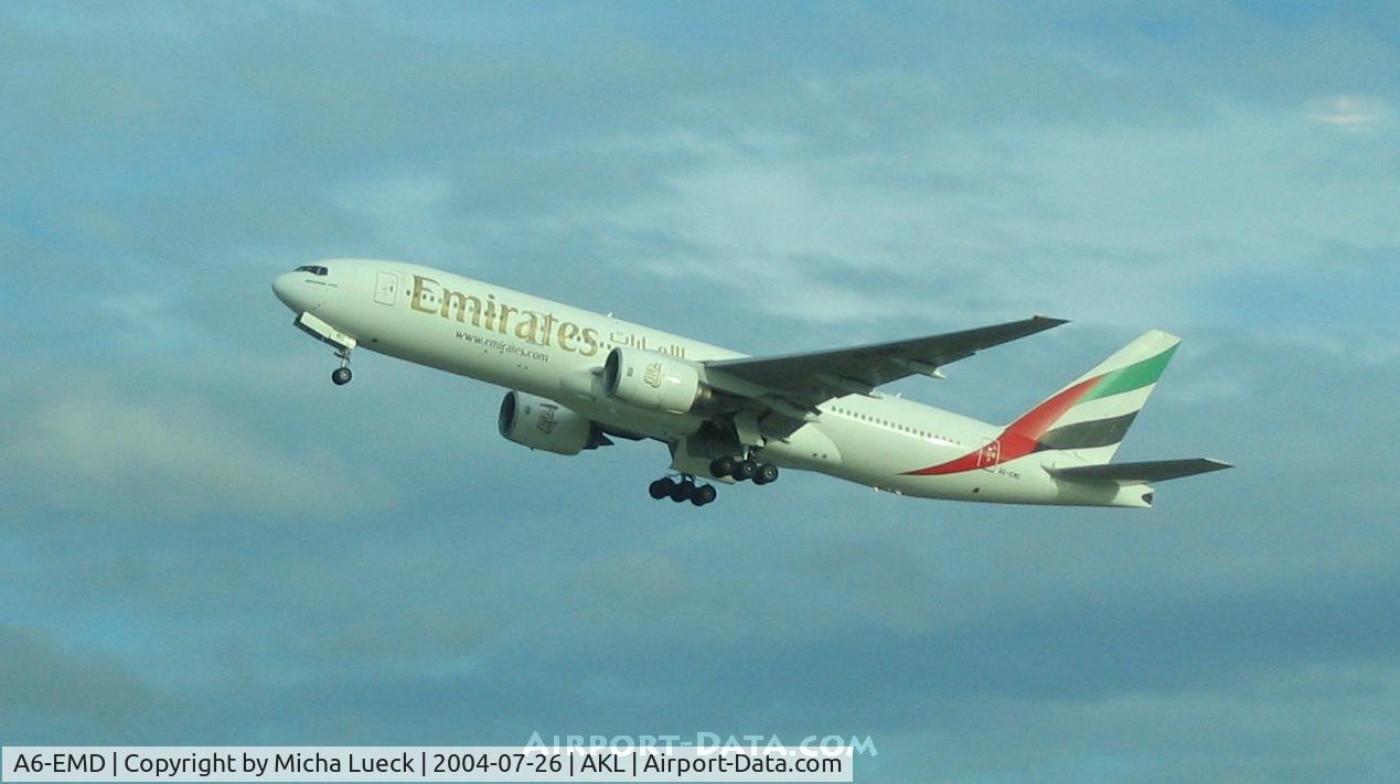 A6-EMD, 1996 Boeing 777-21H C/N 27247, Climbing into the sky for her way home via Australia