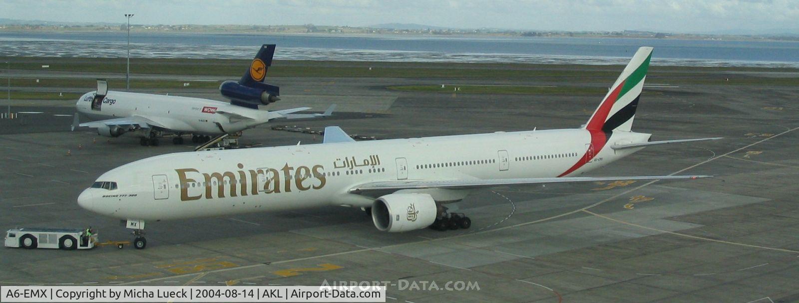 A6-EMX, 2003 Boeing 777-31H C/N 32702, Push-back for departure