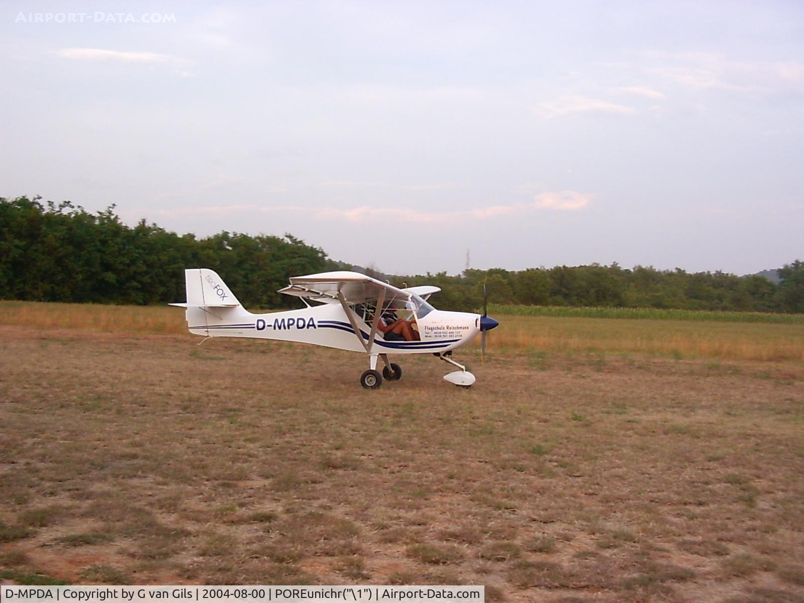 D-MPDA, 2001 Aeropro Eurofox C/N 10001, D-MPDA taking off for a sight seeing flight at a very warm and sunny day in august 2004 from a former ultra light aircraft strip near the town off Poreč in Croatia.