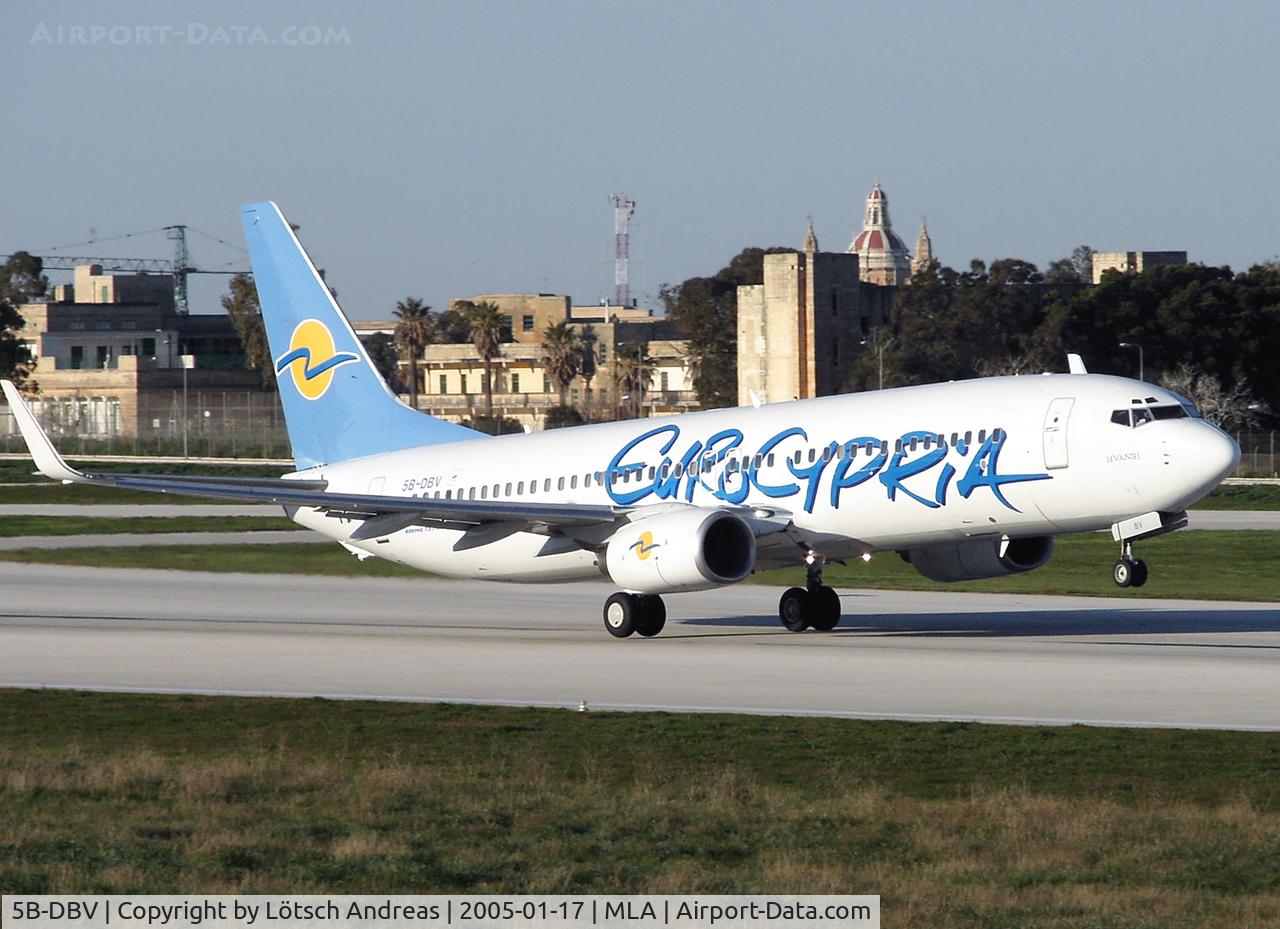 5B-DBV, 2003 Boeing 737-8Q8 C/N 30654, take off to cyprus