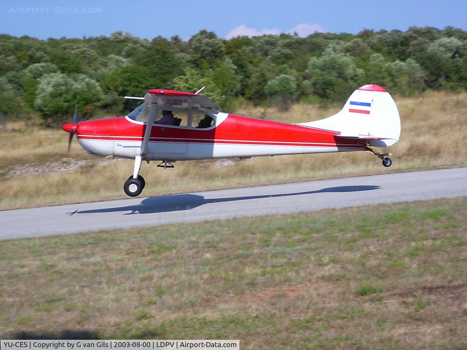 YU-CES, 1953 Cessna 170B C/N 25928, YU-CES a very fine Cessna 170 just after take-off. Seen by me at our holydays August 2004 on the wonderful airport Vrsar (LDPV). Although registered with YU markings, this aircraft is resident in the Croatia.