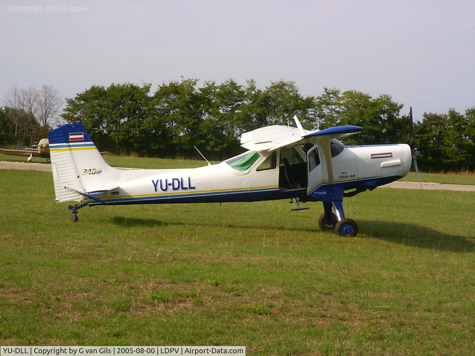 YU-DLL, 1970 Utva UTVA-66 C/N 51102, UTVA-66 This plane was built by the Yugoslave UTVA Factory. It sports leading edge slots, flaperons, a 340 hp Lycoming GSO 480 engine and a Hartzell three blade c-speed prop. Seen by me at our holydays August 2004 on the wonderful airport Vrsar (LDPV)