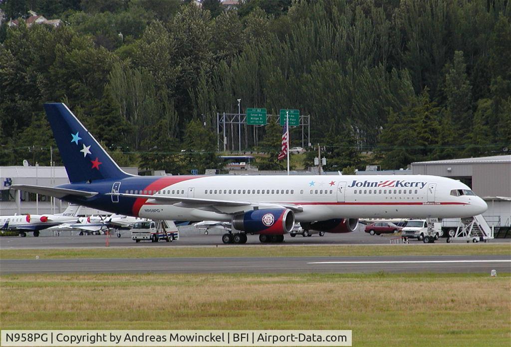N958PG, 1988 Boeing 757-236 C/N 24118, This Boeing 757 of Transmeridian has been chartered by John Kerry for campaign travel until the election.