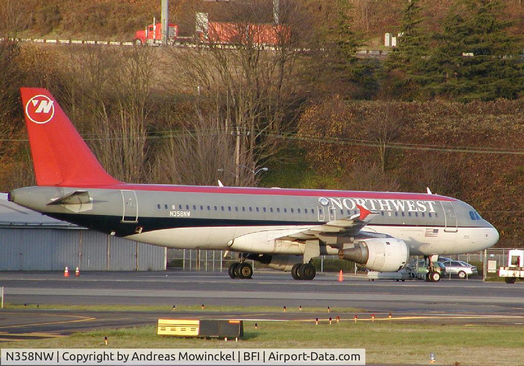N358NW, 1998 Airbus A320-212 C/N 832, Northwest operates charters on behalf of a lot of sports teams.