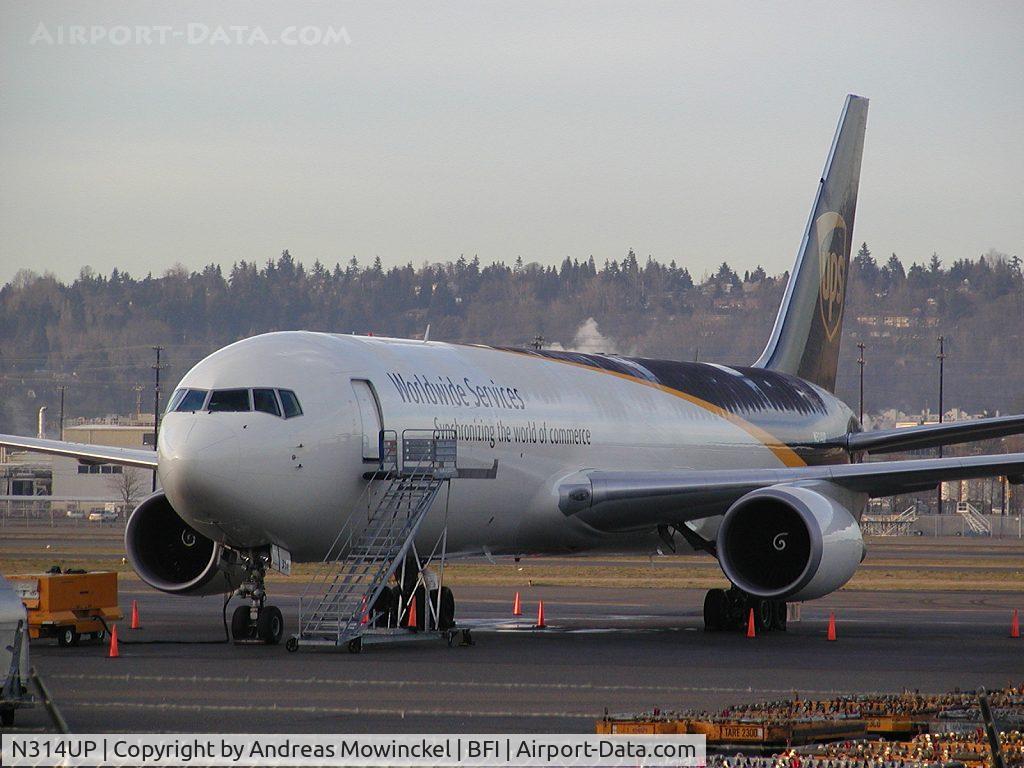 N314UP, 1996 Boeing 767-34AF C/N 27742, UPS B767 freighter at Boeing Field