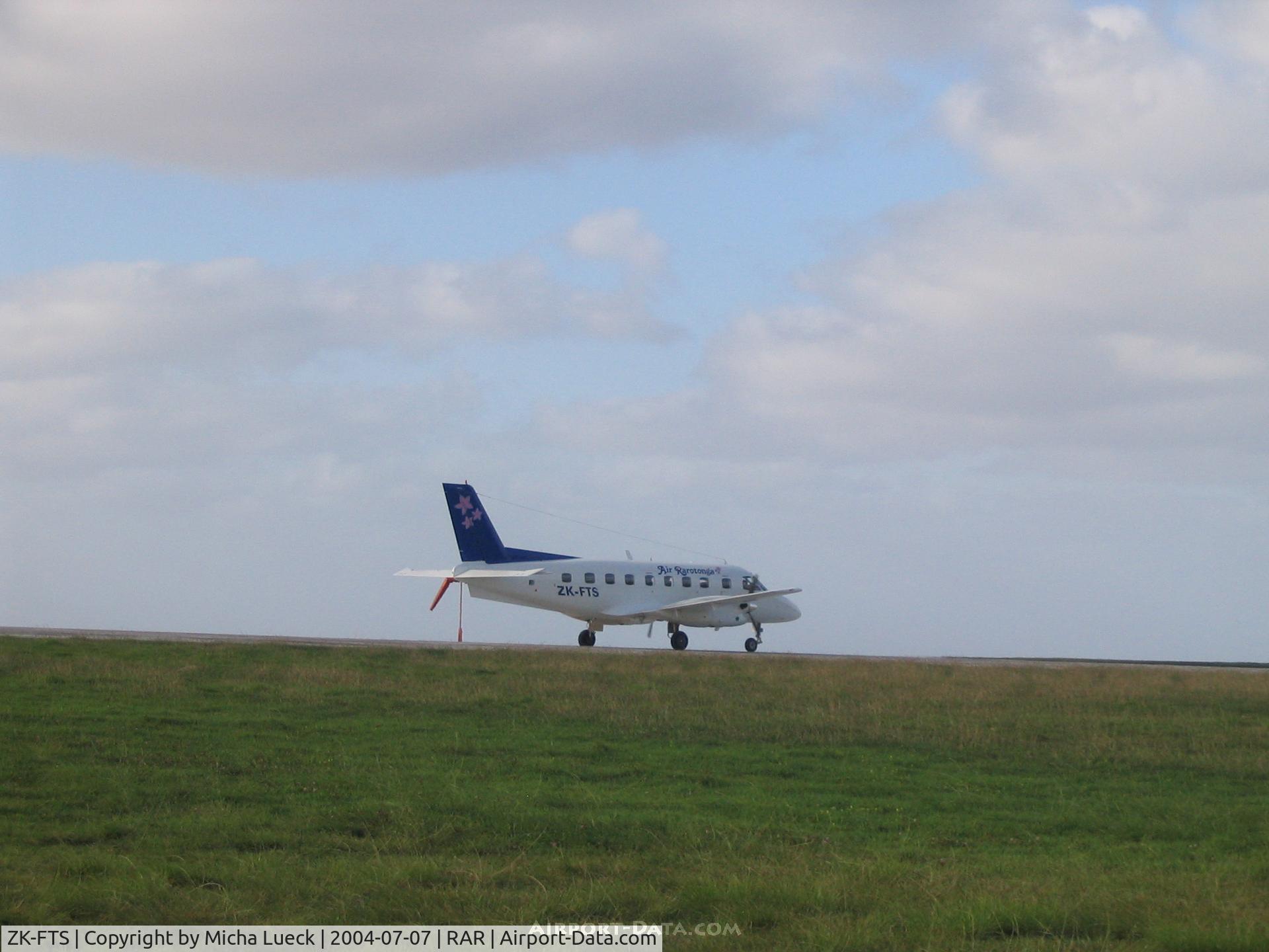 ZK-FTS, 1979 Embraer EMB-110P1 Bandeirante C/N 110239, Lining up for take-off at Rarotonga (Cook Islands)