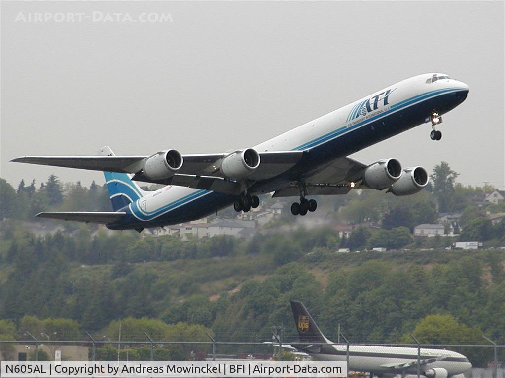 N605AL, 1969 Douglas DC-8-63 C/N 46106, ATI Freighter departing Boeing Field