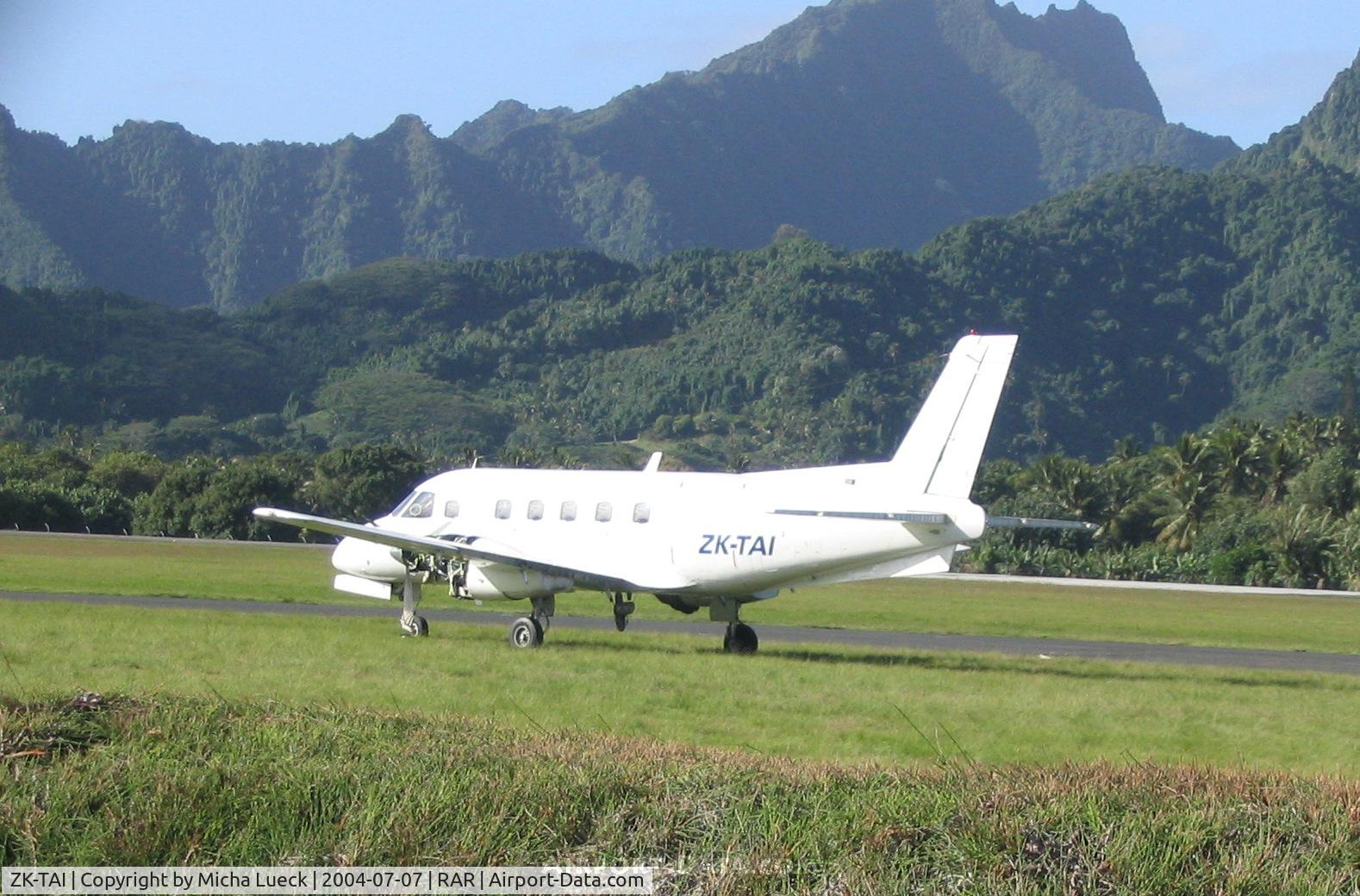 ZK-TAI, 1981 Embraer EMB-110P1 Bandeirante C/N 110387, Parked at Rarotonga (Cook Islands), engine cowling missing
