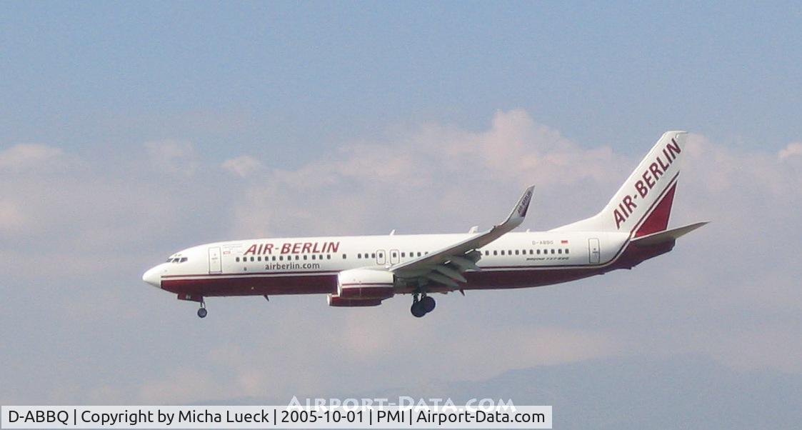 D-ABBQ, 1999 Boeing 737-86N C/N 28608, On short finals at Palma de Mallorca