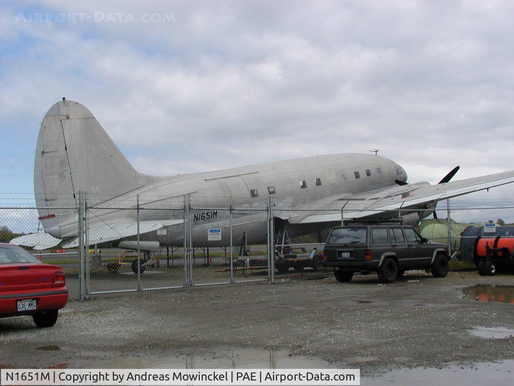 N1651M, 1944 Curtiss C-46F Commando C/N 2508, This Curtiss Wright C-46F was parked at PAE for a while.  It belongs to Everts Air Fuel Inc. in Fairbanks, AK.