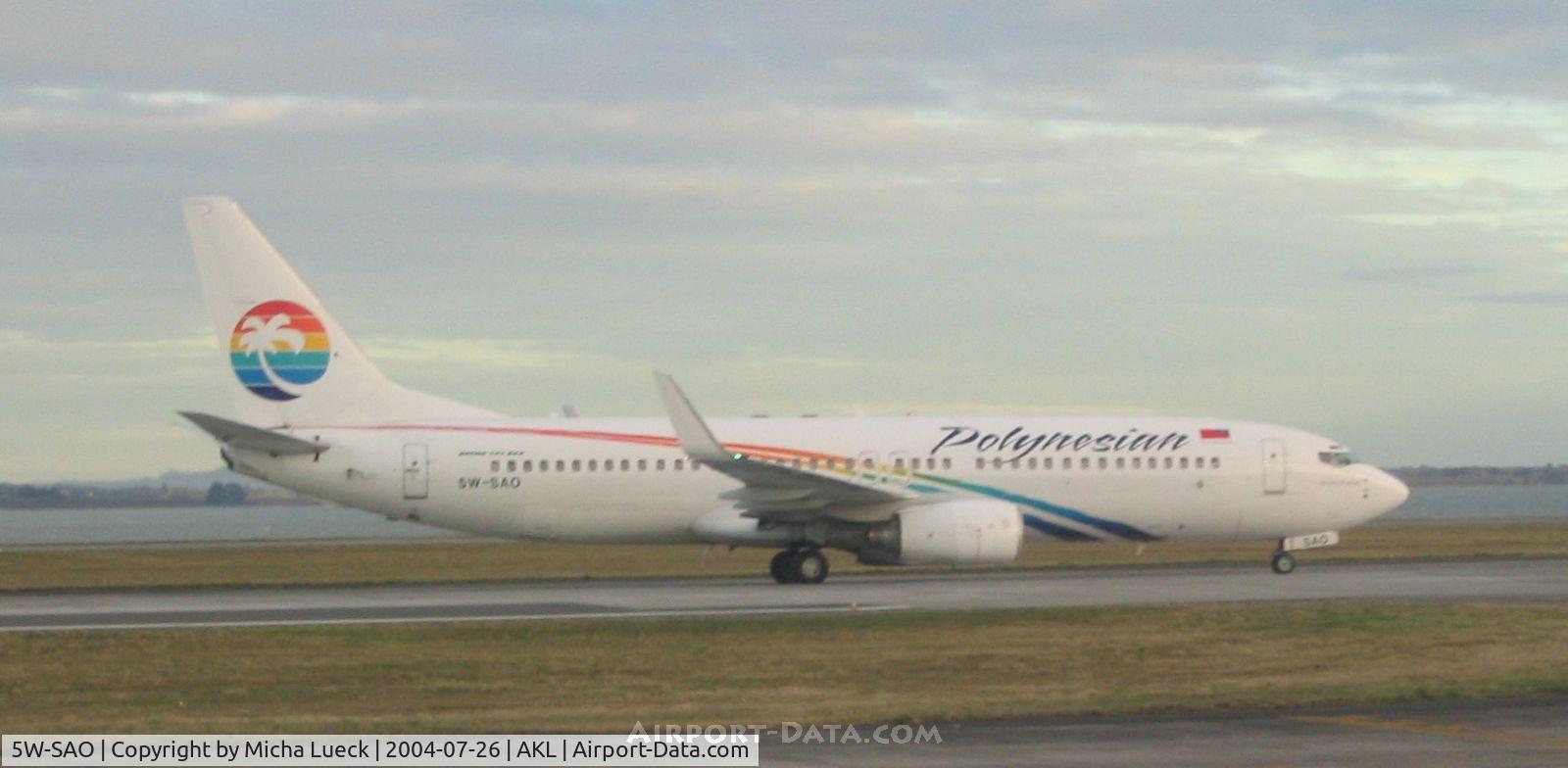 5W-SAO, 2001 Boeing 737-8Q8 C/N 30639, Arriving at Auckland, the City of Sails