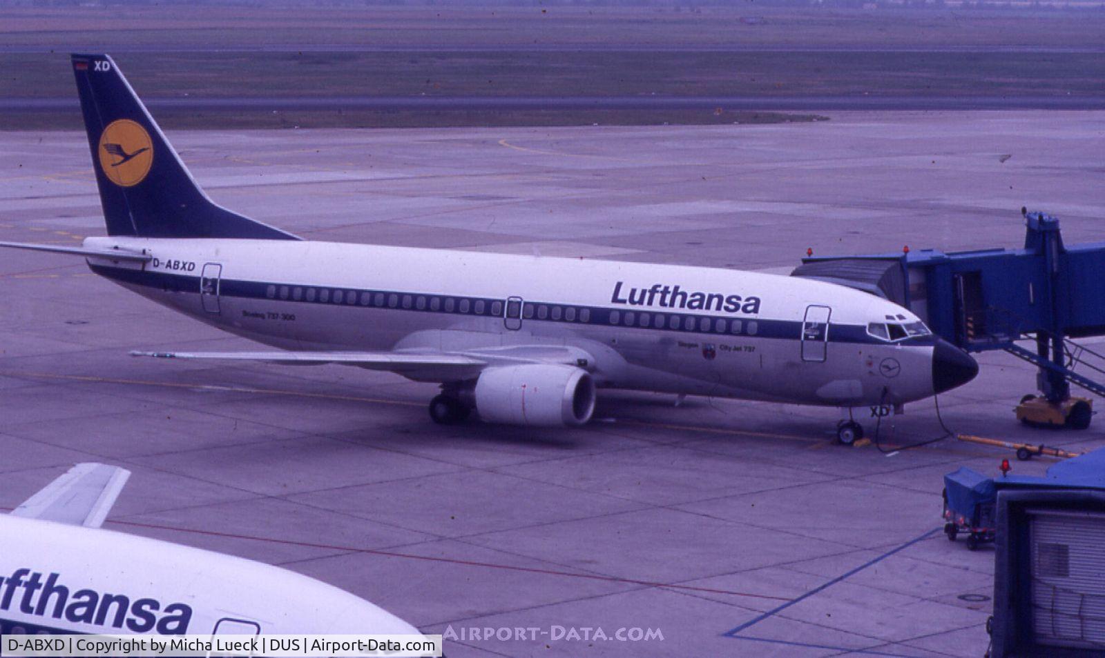 D-ABXD, 1986 Boeing 737-330 C/N 23525, LH's old livery in June 1988
