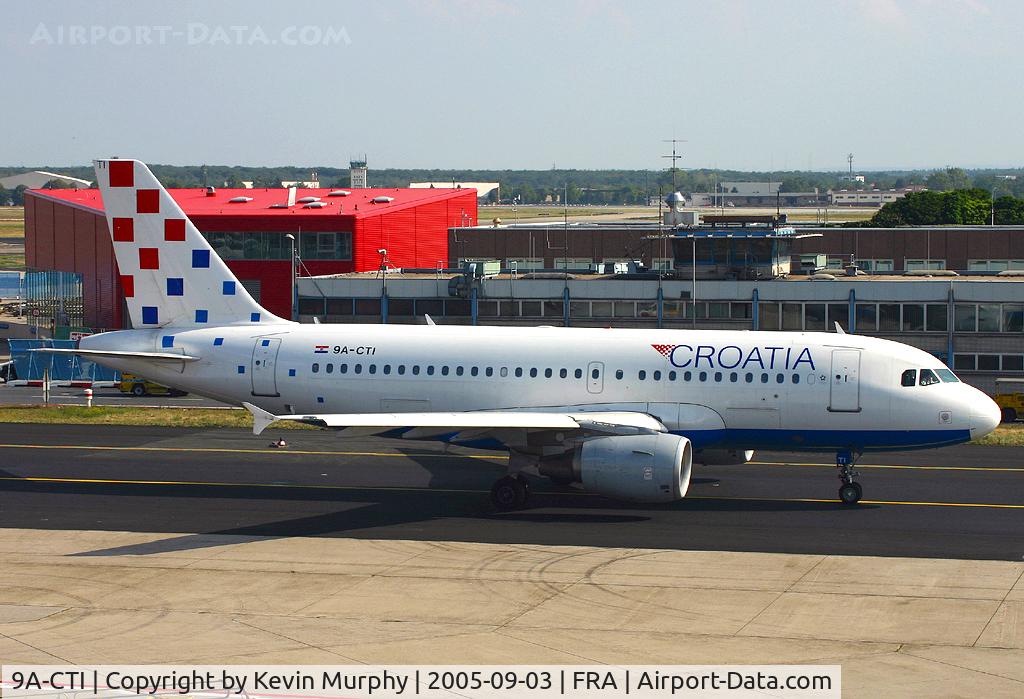 9A-CTI, 1999 Airbus A319-112 C/N 1029, Croatian A.319 taxi-ing past the viewing terrace at Frankfurt.