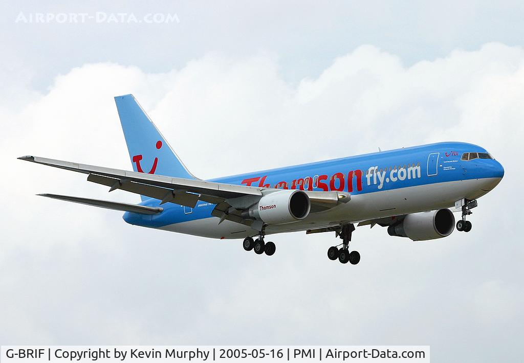 G-BRIF, 1990 Boeing 767-204/ER C/N 24736, On short finals to Palma, Majorca.