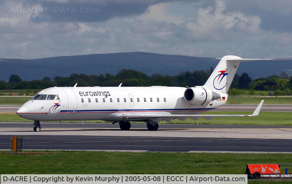 D-ACRE, 2002 Bombardier CRJ-200ER (CL-600-2B19) C/N 7607, Eurowings CRJ just landed on Manchesters 24R.