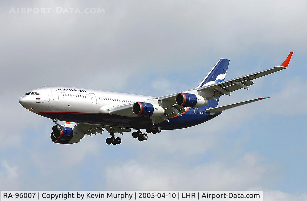RA-96007, 1992 Ilyushin Il-96-300 C/N 74393201004, Aeroflots long haul A.340 equivilent.