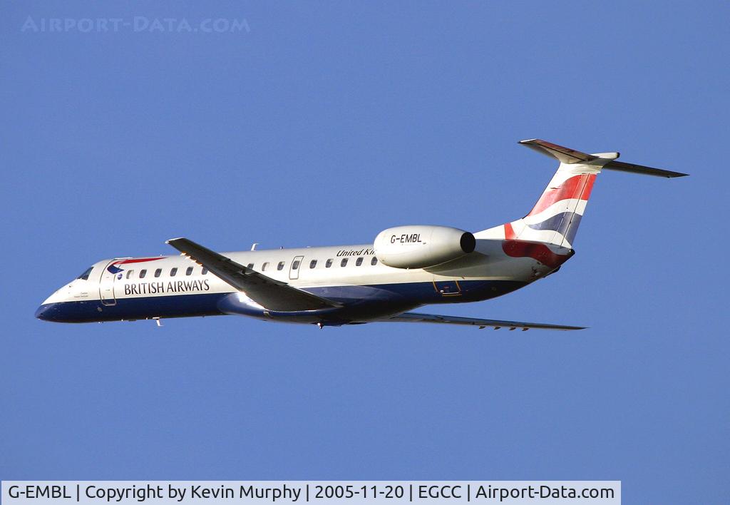 G-EMBL, 1999 Embraer EMB-145EU (ERJ-145EU) C/N 145177, Off into the wild blue yonder of 24R.