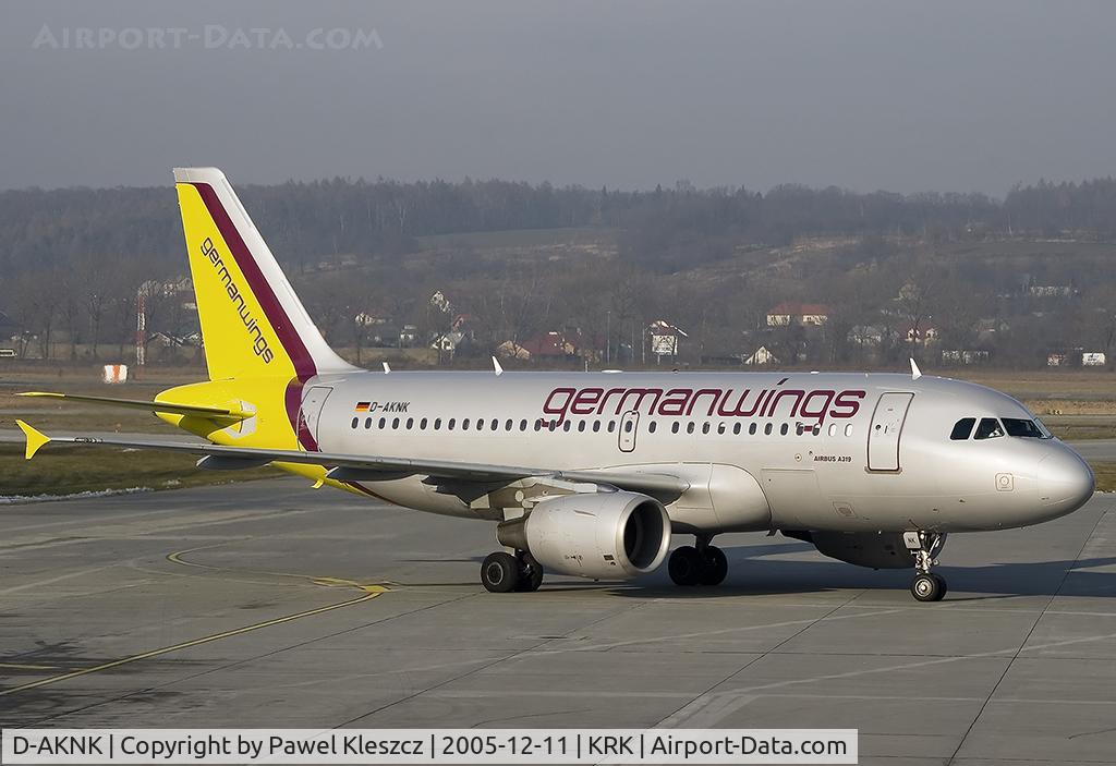 D-AKNK, 1999 Airbus A319-112 C/N 1077, in Balice JP II airport