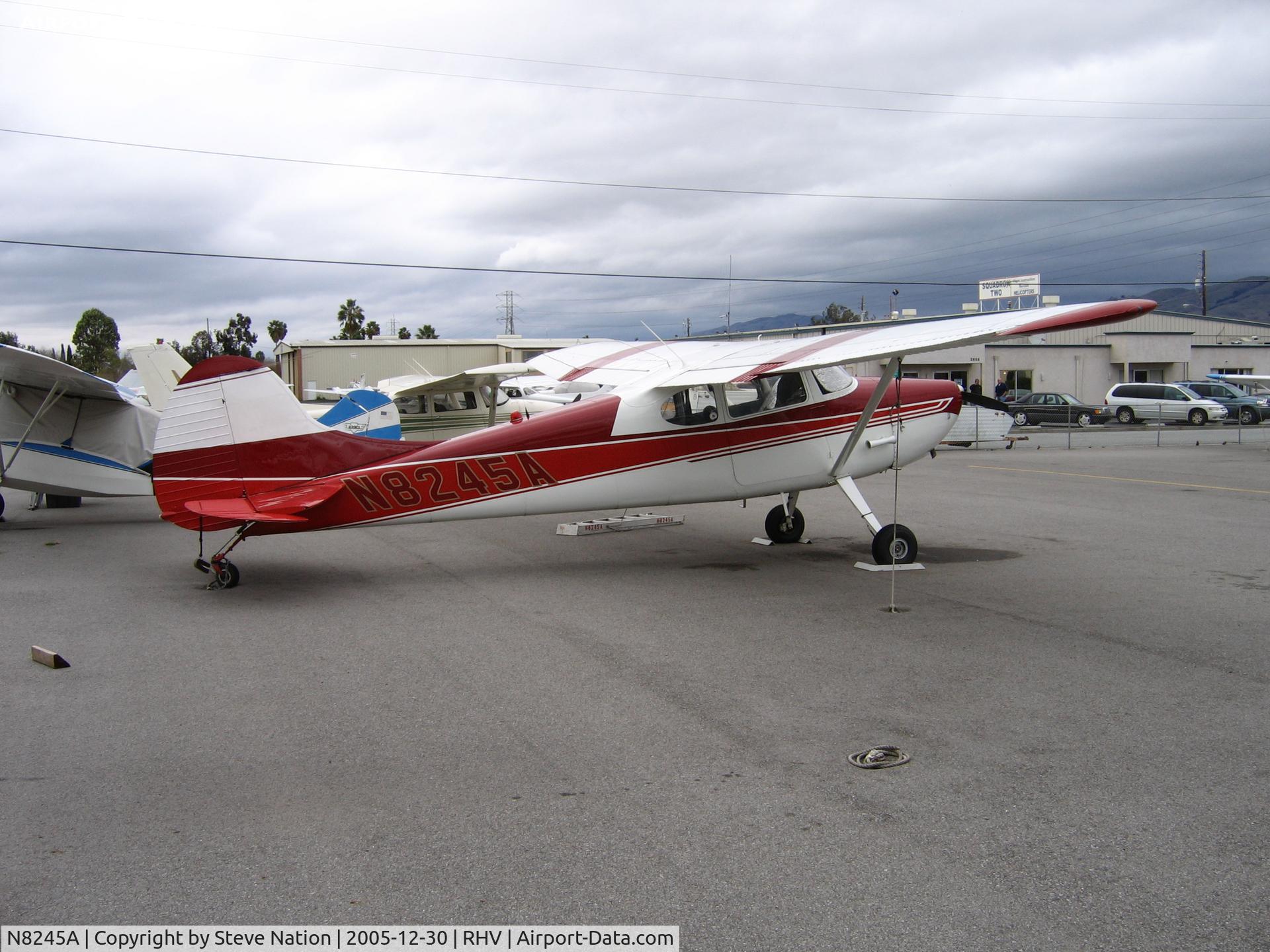 N8245A, 1952 Cessna 170B C/N 25097, 1950 Cessna 170B between rainstorms at Reid-Hillview Airport, San Jose, CA