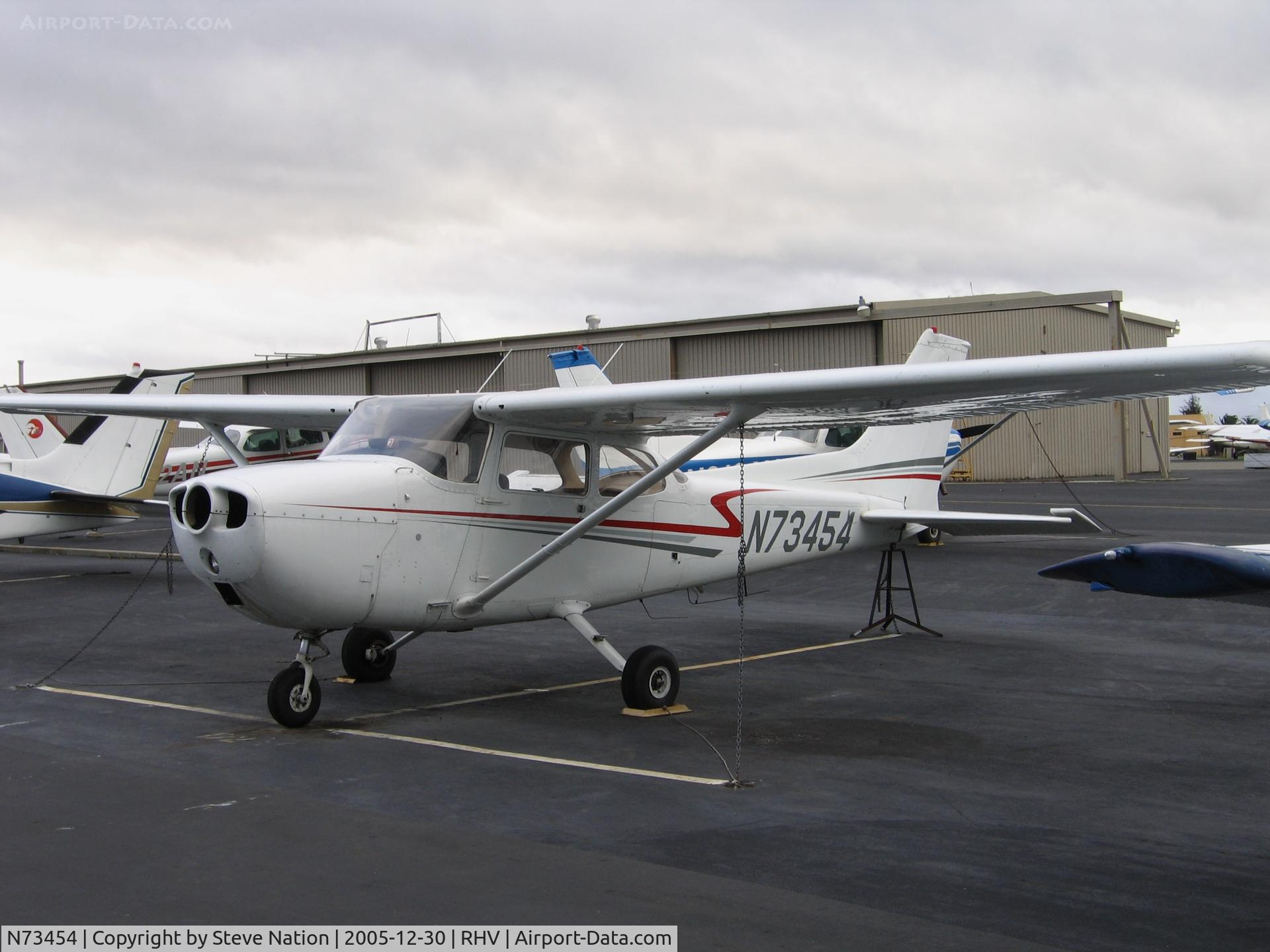 N73454, 1976 Cessna 172M C/N 17267472, Nice Air 1976 Cessna 172M (san prop) between rainstorms at Reid-Hillview Airport, San Jose, CA