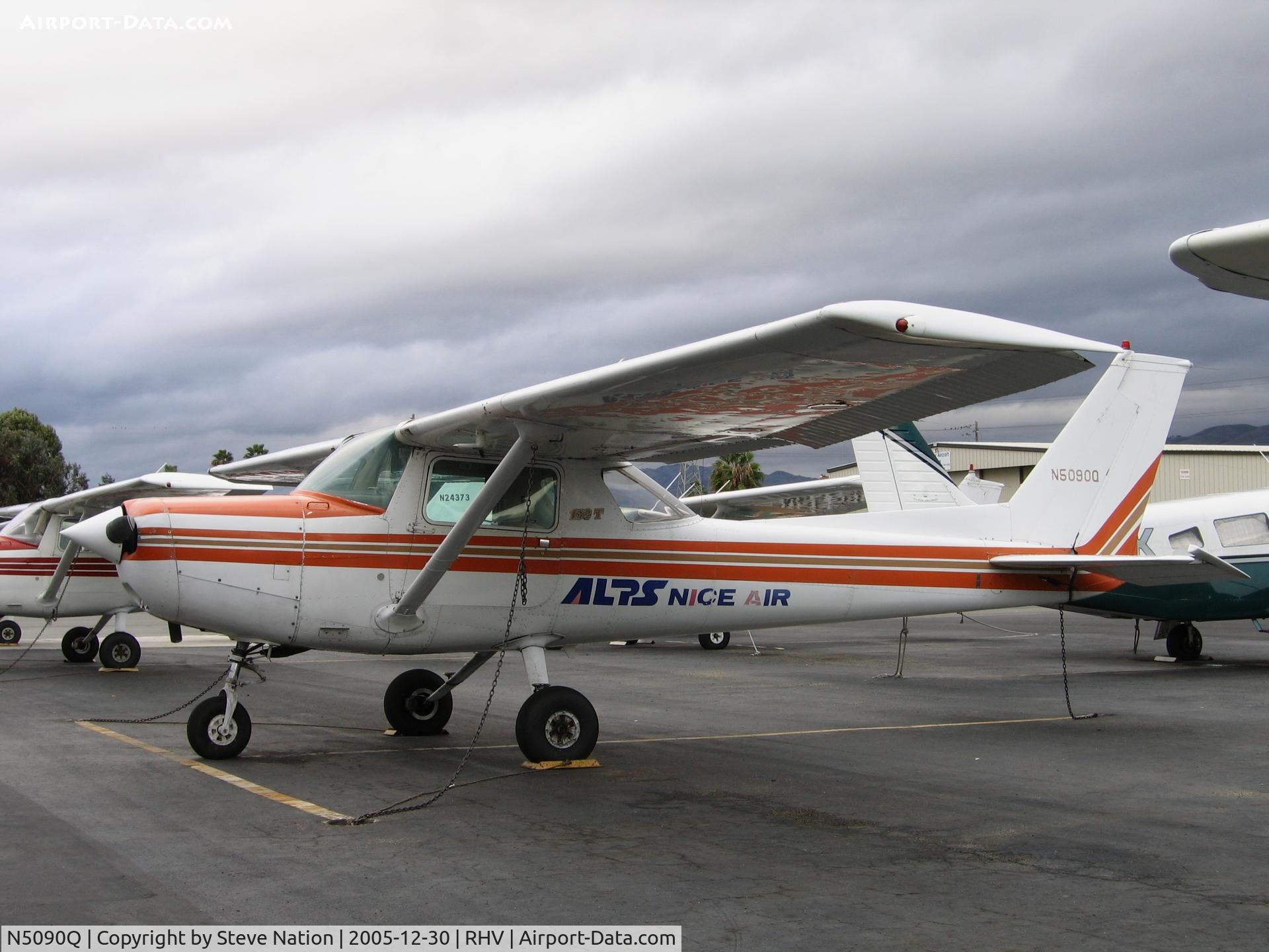 N5090Q, 1981 Cessna 152 C/N 15285071, Nice Air 1981 Cessna 152 (ALPS NIce Air titles) between rainstorms at Reid-Hillview Airport, San Jose, CA