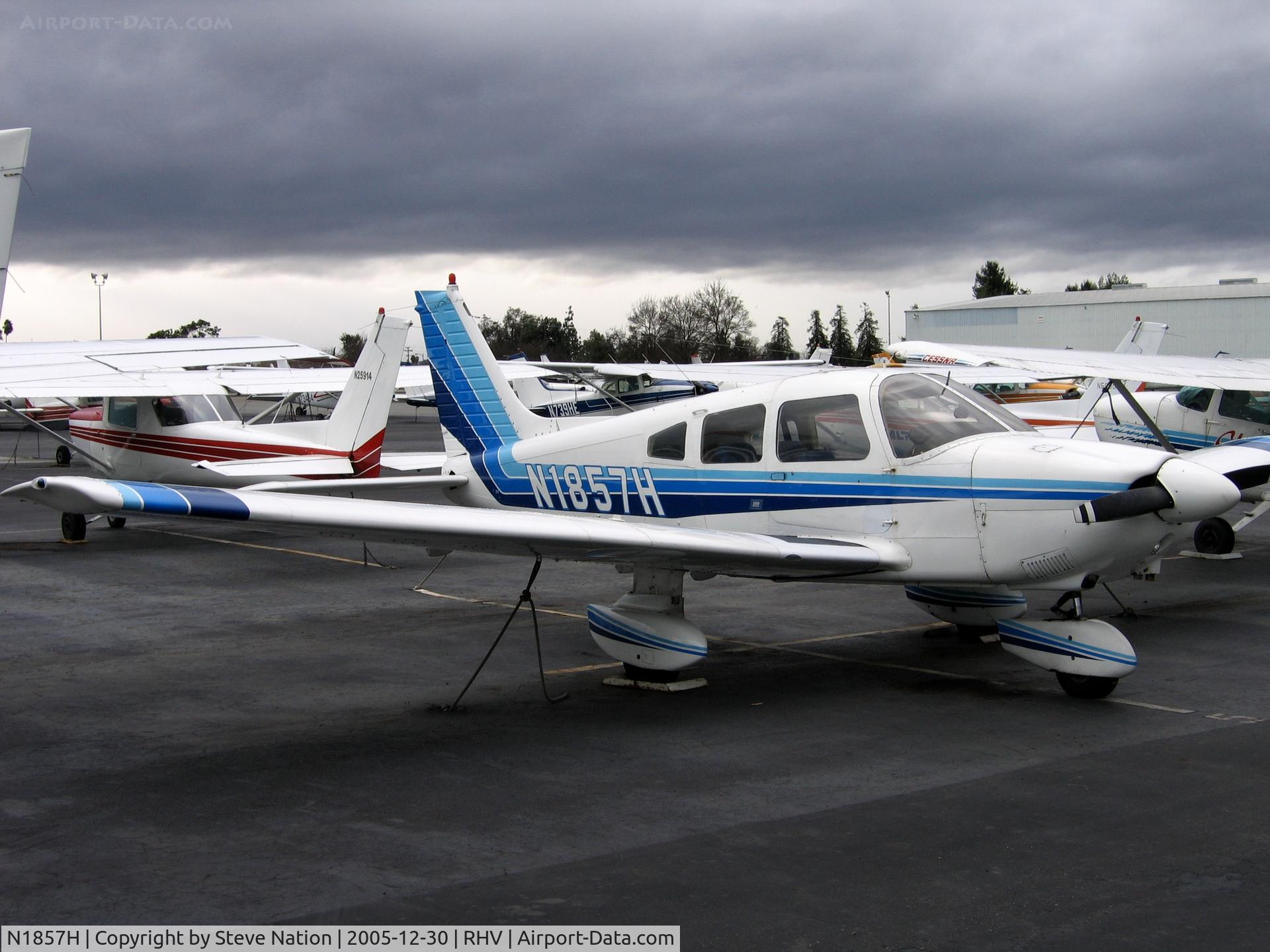 N1857H, 1977 Piper PA-28-181 C/N 28-7790348, MasAvion Ltd. 1977 Piper PA-28-181 between rainstorms at Reid-Hillview Airport, San Jose, CA