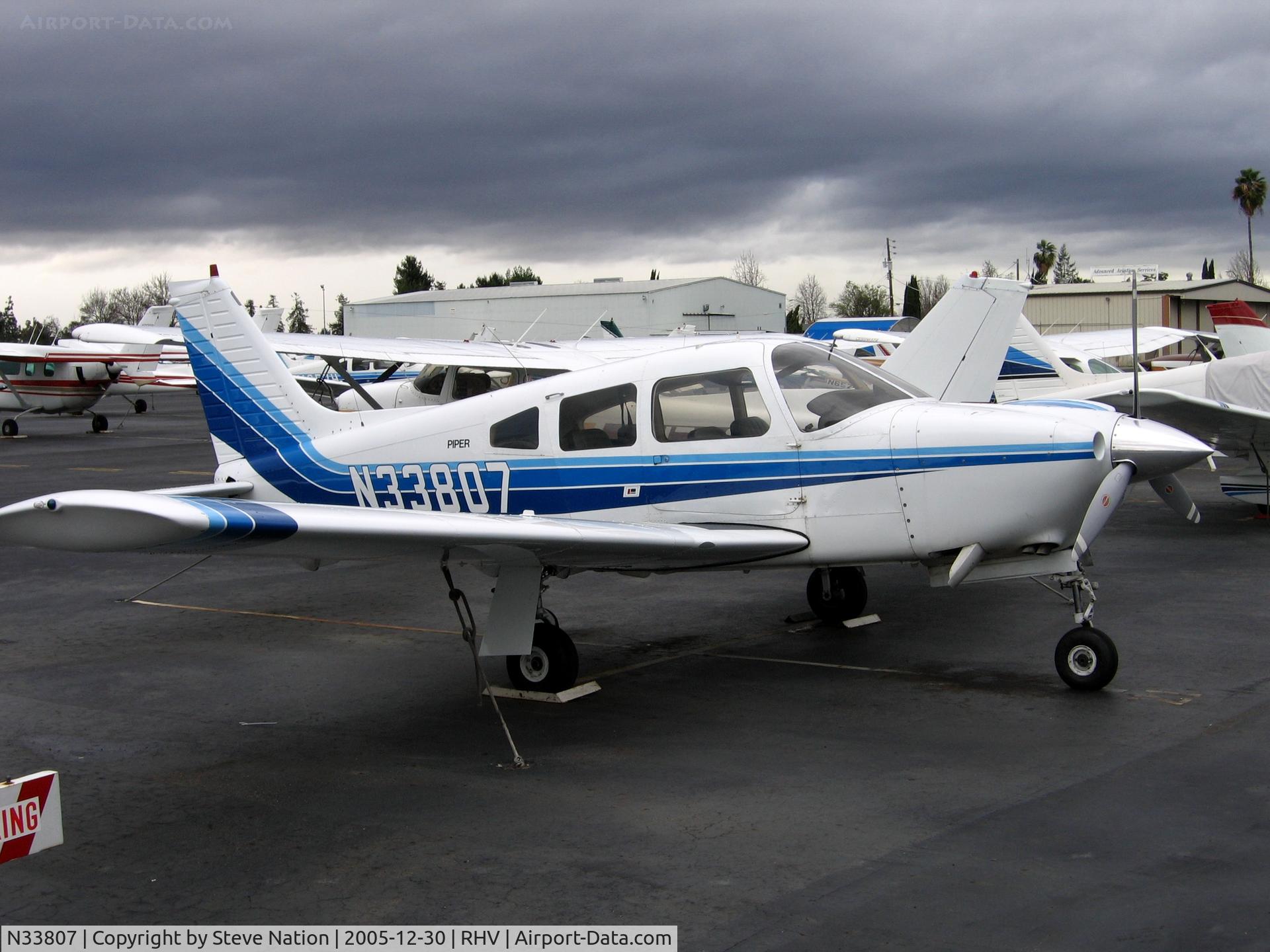 N33807, 1975 Piper PA-28R-200 C/N 28R-7535198, MasAvion Ltd. 1975 Piper PA-28R-200 between rainstorms at Reid-Hillview Airport, San Jose, CA