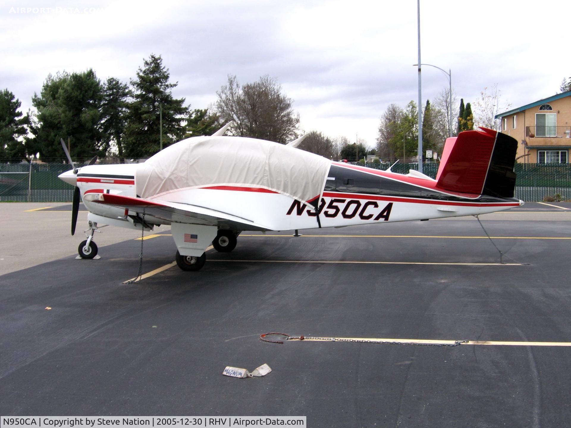 N950CA, 1974 Beech V35B Bonanza C/N D-9667, 1974 Beech V35B Bonanza between rainstorms at Reid-Hillview Airport, San Jose, CA