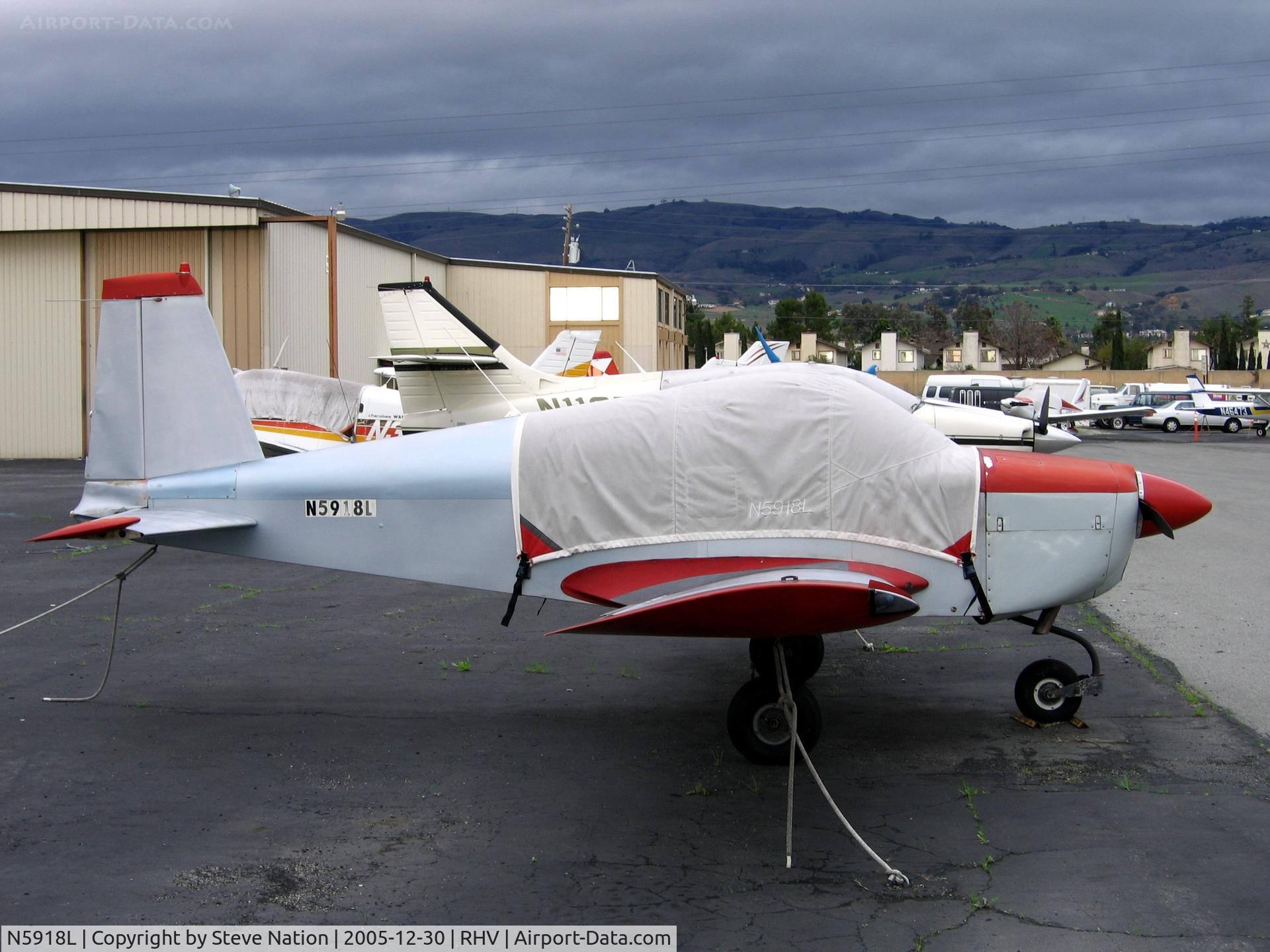 N5918L, 1969 American AA-1 Yankee C/N AA1-0218, 1969 American AA-1 between rainstorms at Reid-Hillview Airport, San Jose, CA