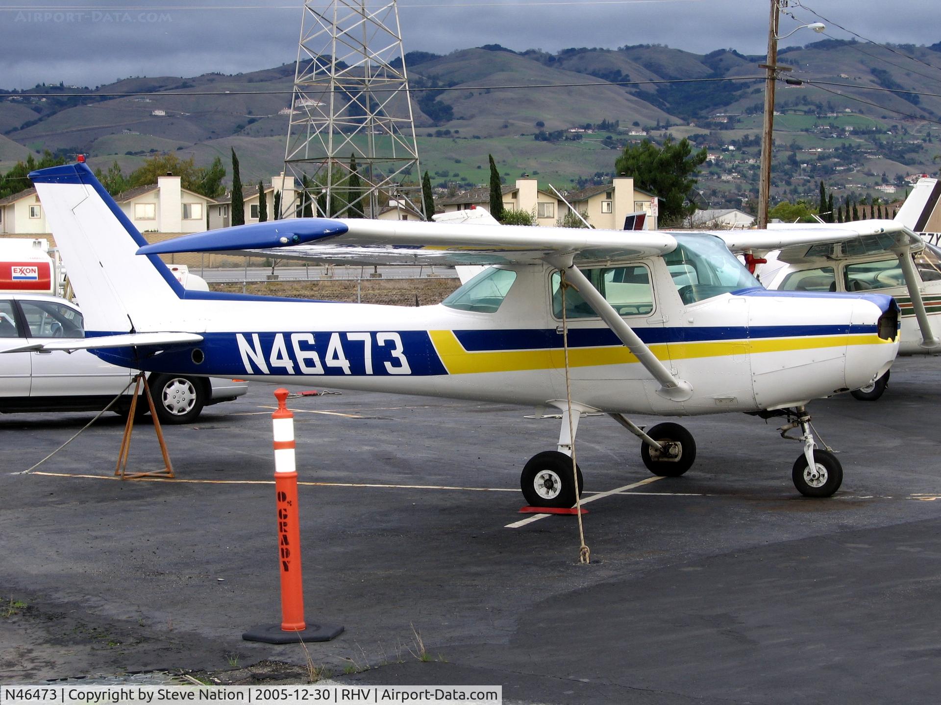 N46473, 1978 Cessna 152 C/N 15283056, Flying Twenty Inc. 1978 Cessna 152 (minus prop) between rainstorms at Reid-Hillview Airport, San Jose, CA