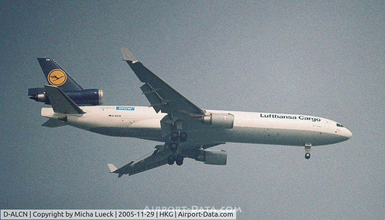 D-ALCN, 2001 McDonnell Douglas MD-11F C/N 48806, Lufthansa Cargo MD11F on finals to Chep Lap Kok