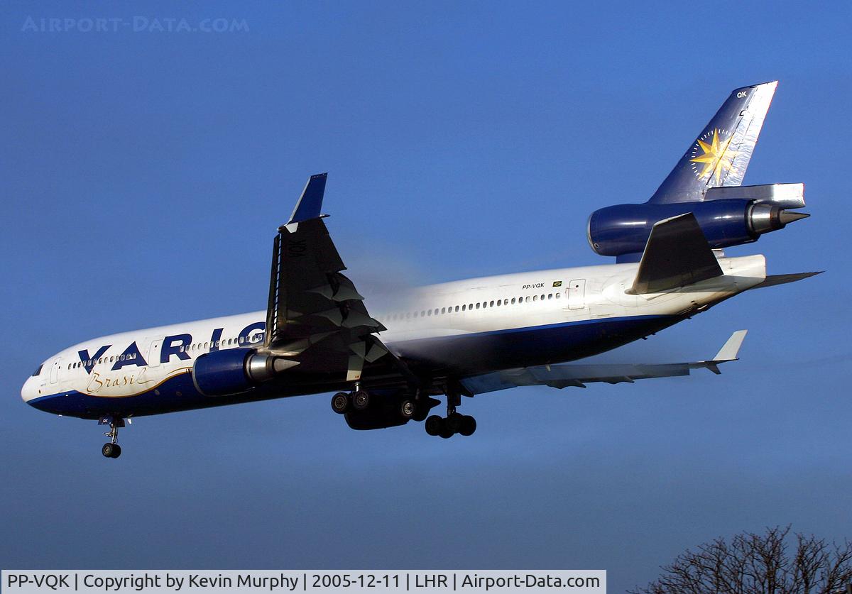 PP-VQK, 1997 McDonnell Douglas MD-11F C/N 48758, Brazilian Beauty into Heathrows 27L.
