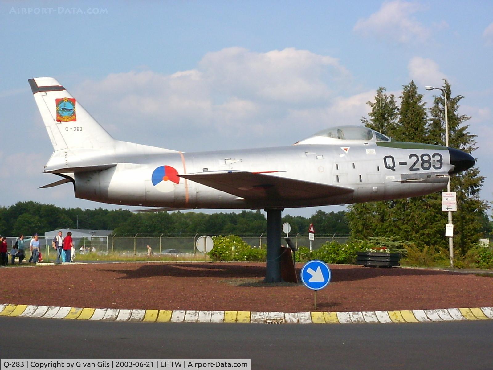 Q-283, 1955 North American F-86K Sabre C/N 213-53, Very nice gate-guard at Twenthe Airbase.