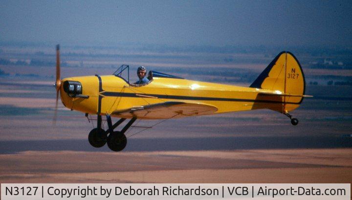 N3127, 1969 Bowers Fly Baby 1A C/N 65-42, Jim Flying Debbie's Flybaby near Travis AFB