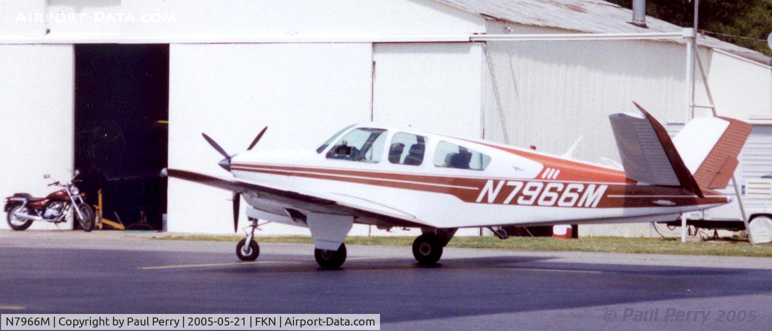 N7966M, 1966 Beech V35 Bonanza C/N D-8258, Parked at John Beverly Rose Airport, Franklin VA
