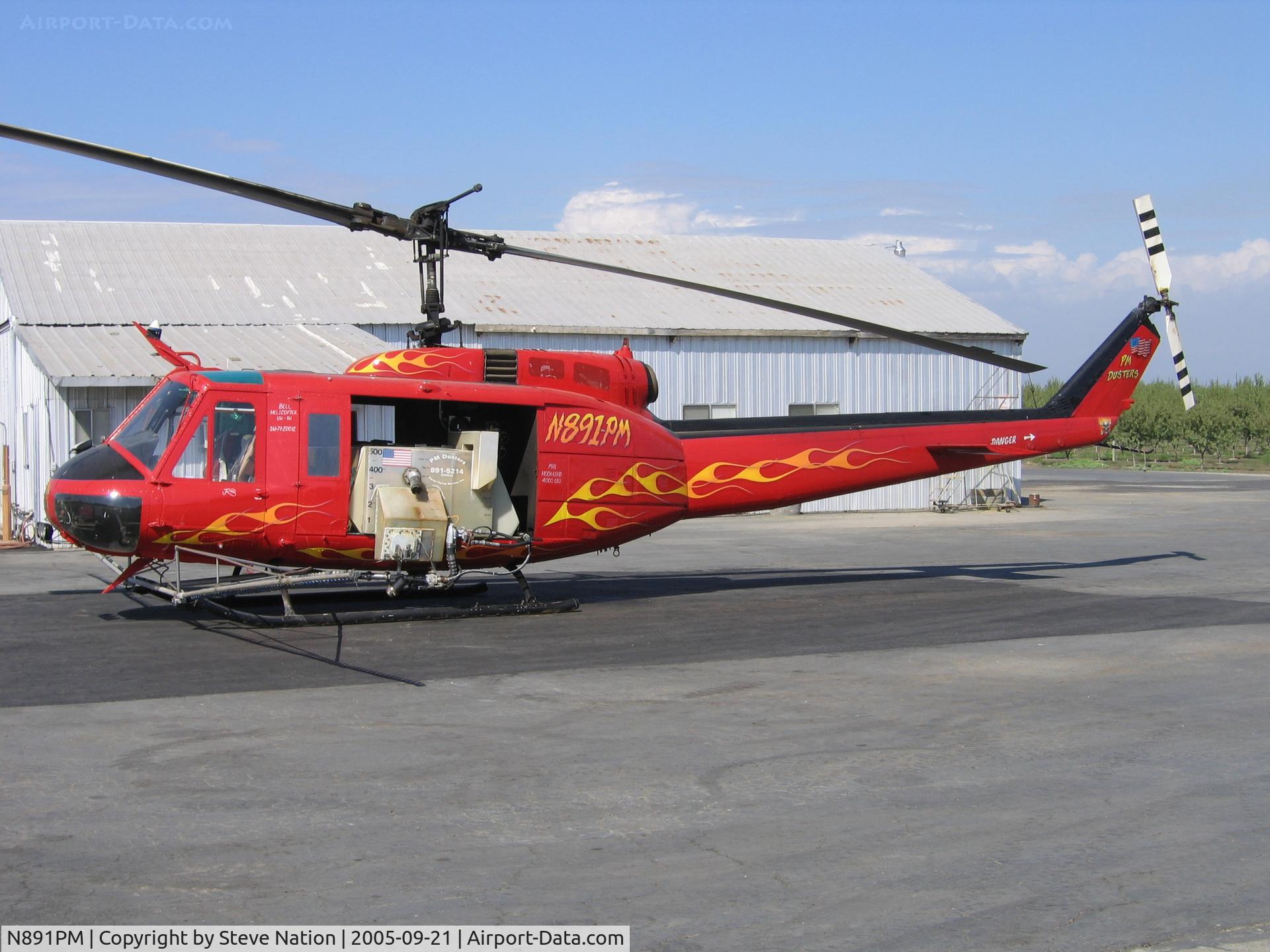 N891PM, 1971 Bell UH-1H C/N 7120012, Porter FS 1971 Bell UH-1H sprayer (71-20012) near Durham, CA