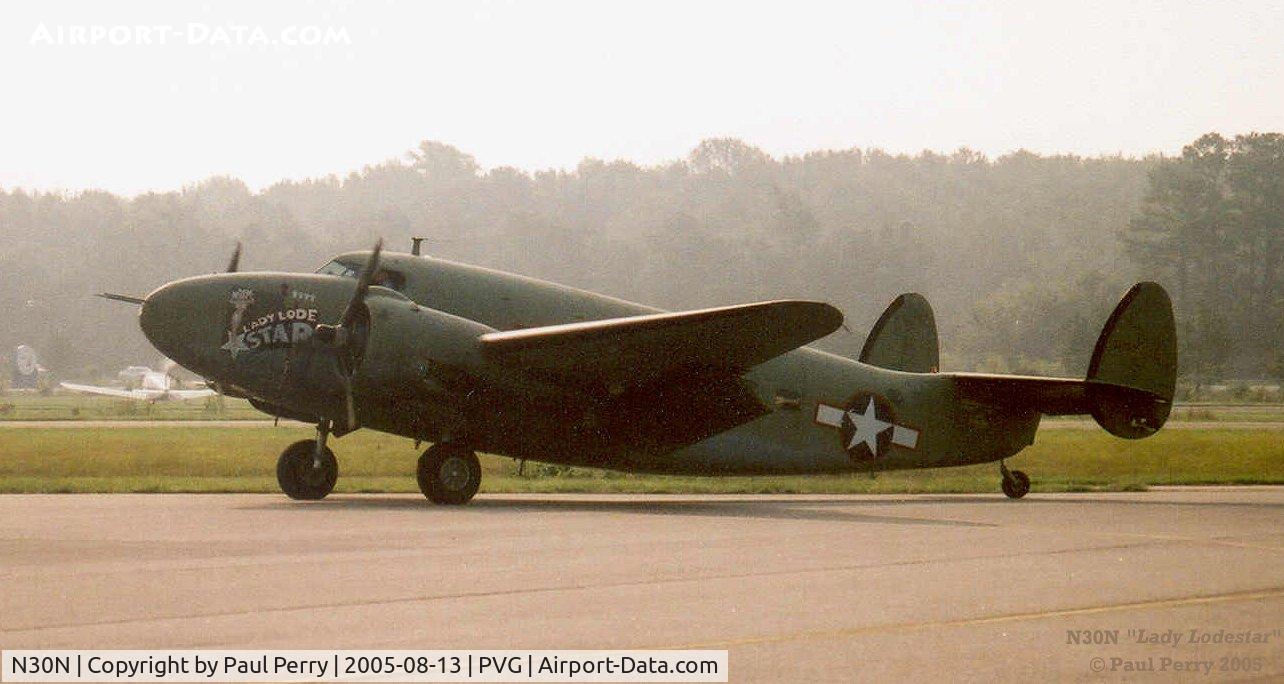 N30N, 1942 Lockheed 18-50 Lodestar C/N 18-2274, A foggy morning for Media Day, as the Lady taxis out.