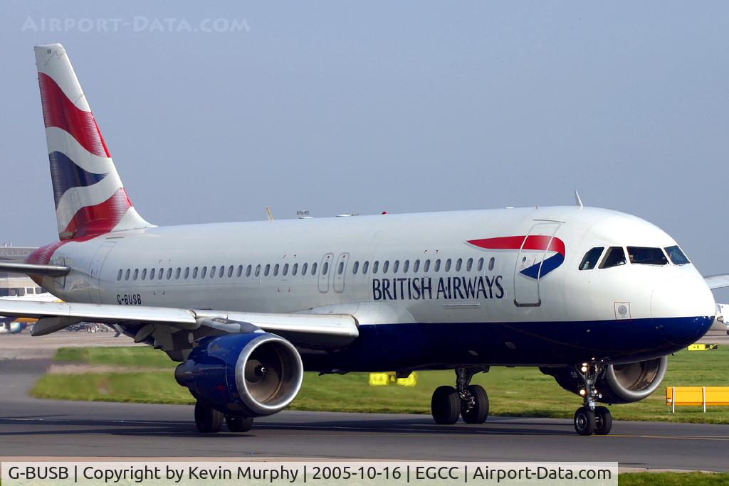 G-BUSB, 1987 Airbus A320-111 C/N 006, BA's A.320 workhorse passing Manchesters Aviation Viewing Park.