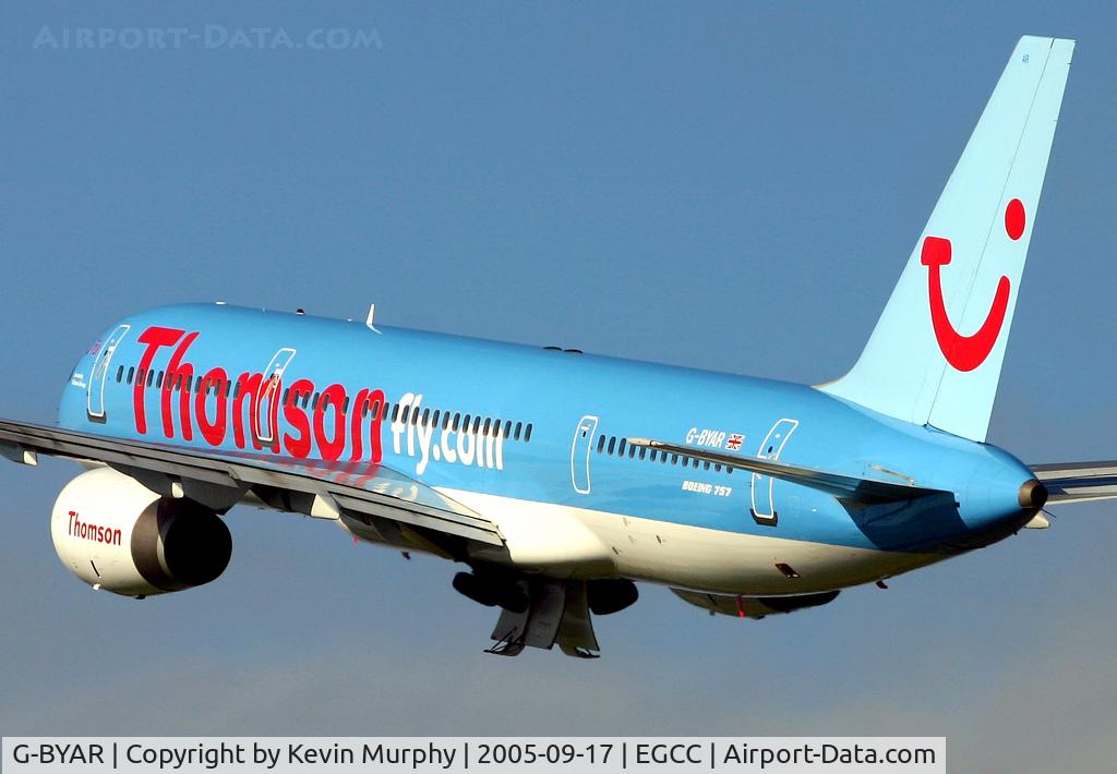 G-BYAR, 1994 Boeing 757-204 C/N 27237, Just blasted off from 24L.