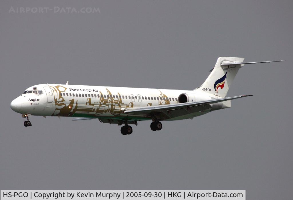 HS-PGO, 2001 Boeing 717-23S C/N 55067, Arriving at a very hazy Hong Kong.